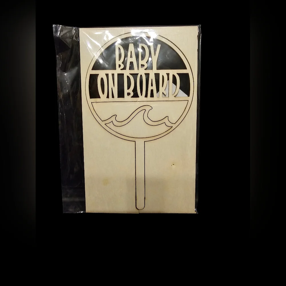 Wooden Baby On Board Cake Topper Sign